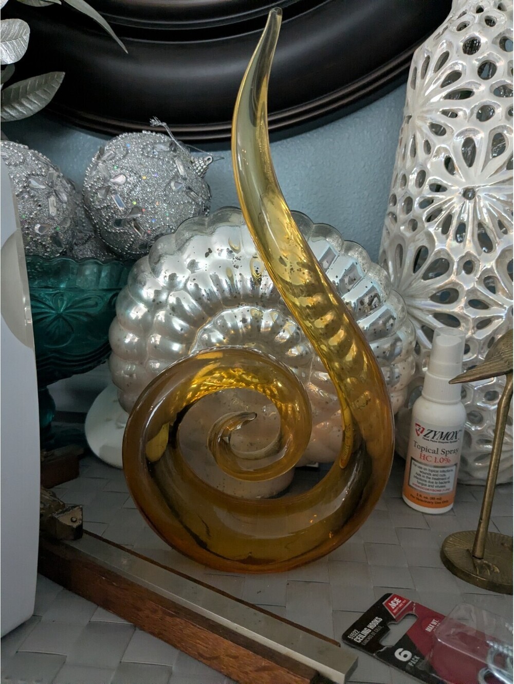 Hand Blown Glassware Art Glass Fused Sculpture Music Treble Clef Note 10"